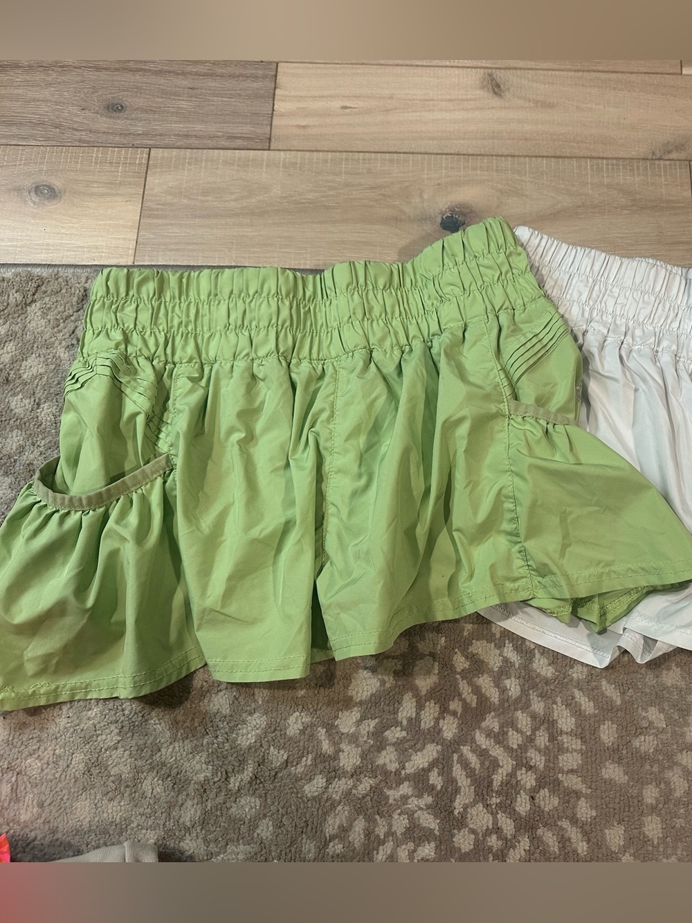 FP Movement by Free People Light Green Ruffle Skort with White Inner Shorts